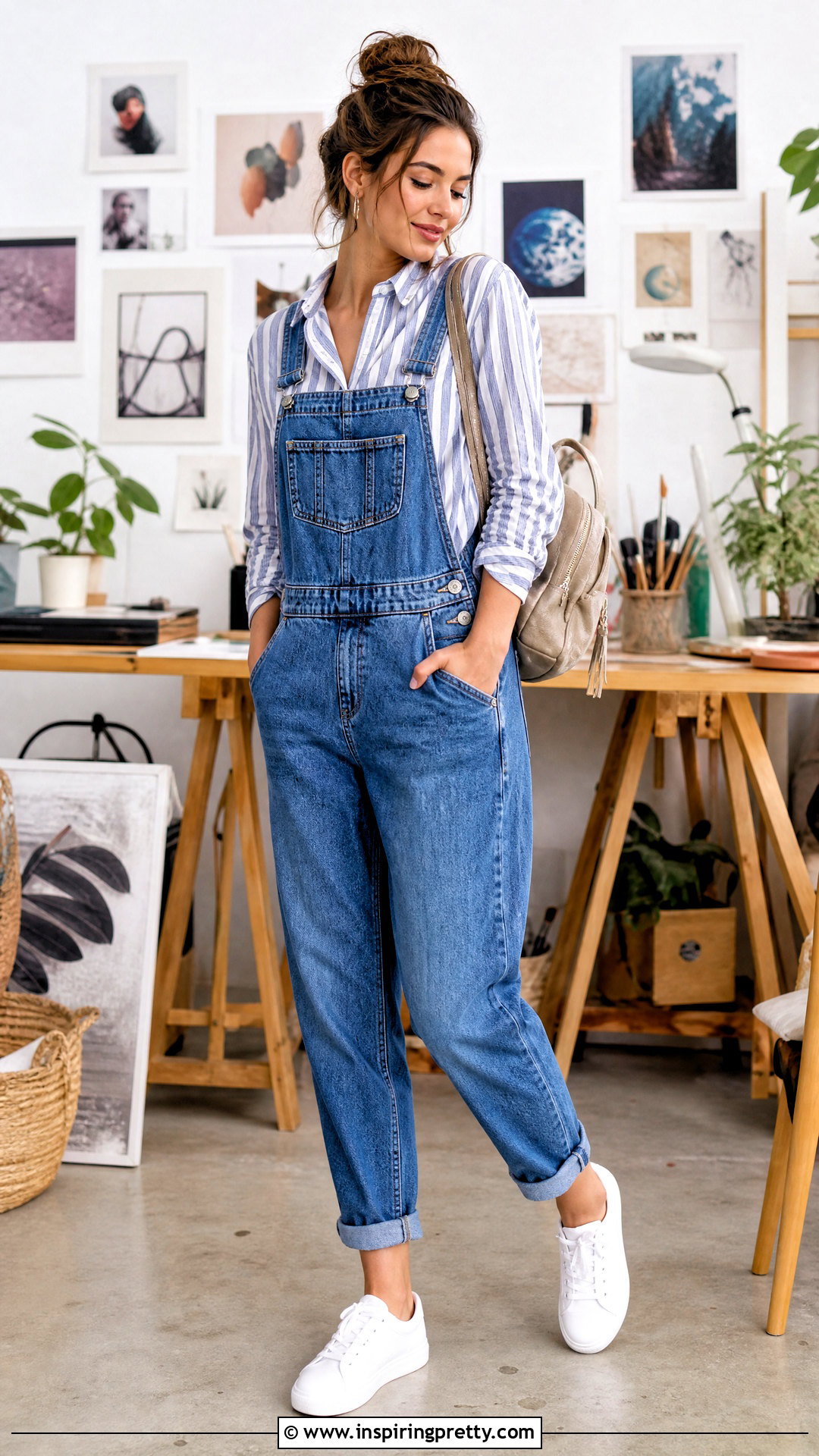 Button Up Top With Overalls - 50 Button Up Top Outfit ideas