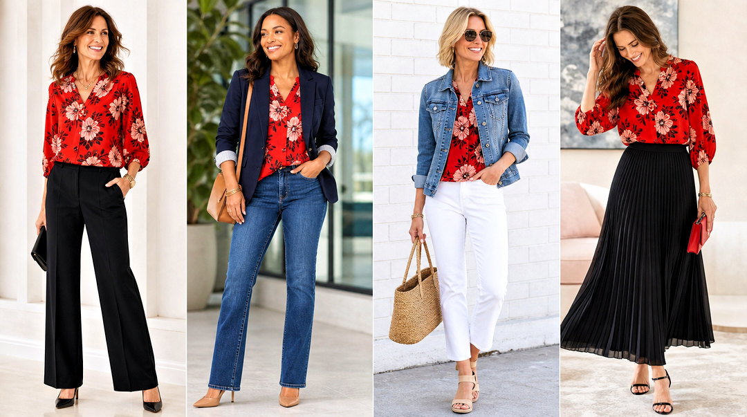 20 Cabi Red Floral Top Outfit Ideas for Vibrant Spring Style