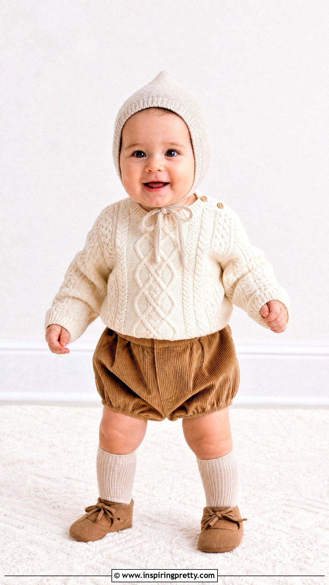 Cable Knit Baby Top With Corduroy Bloomers - 50 baby tops designs