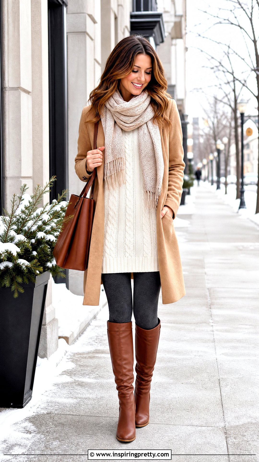 Cable Knit Long Top With Leggings And Boots - 50 long tops designs