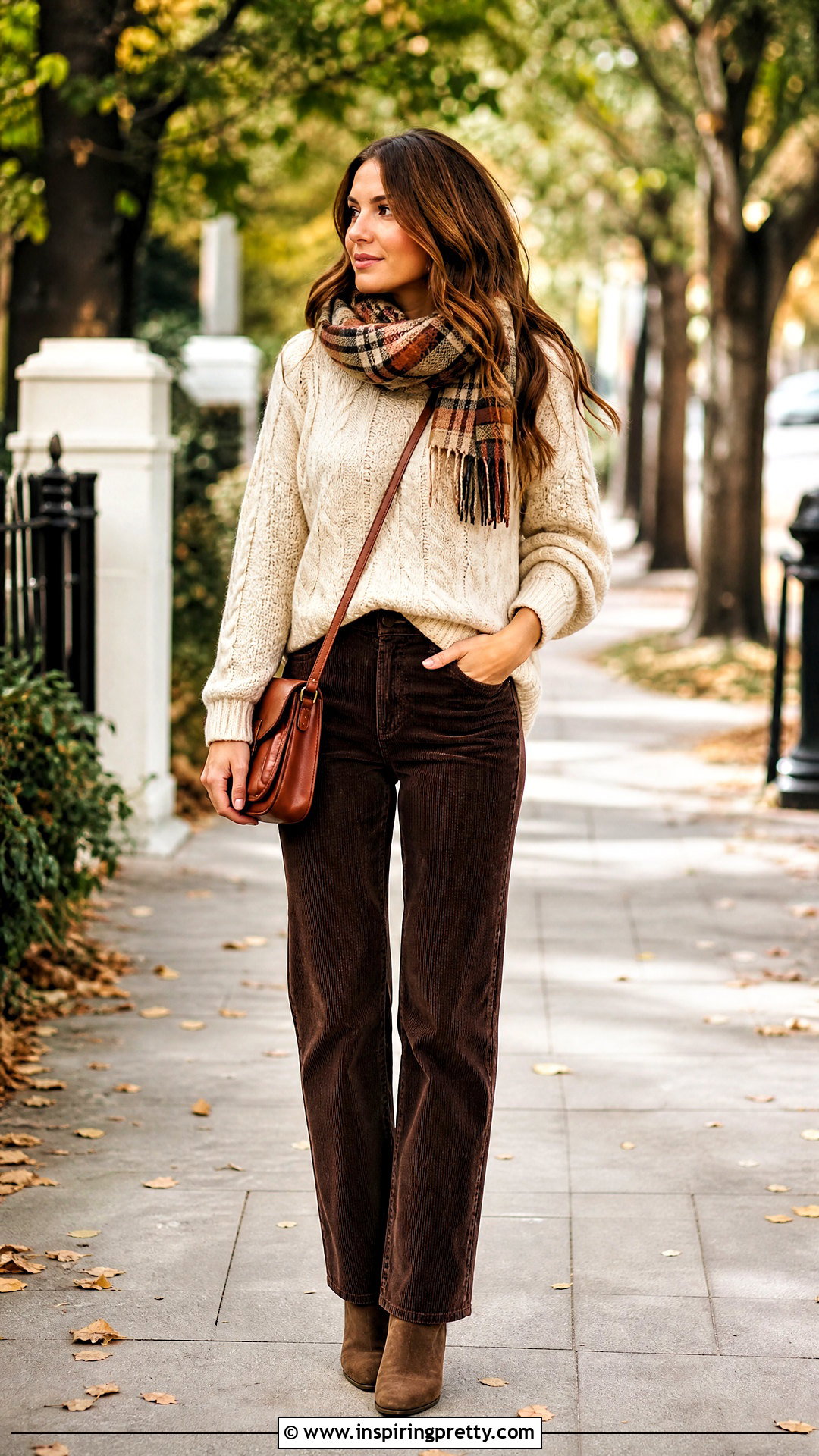 Cable Knit Sweater Top With Corduroy Pants - 20 tops for fall 2024 ideas