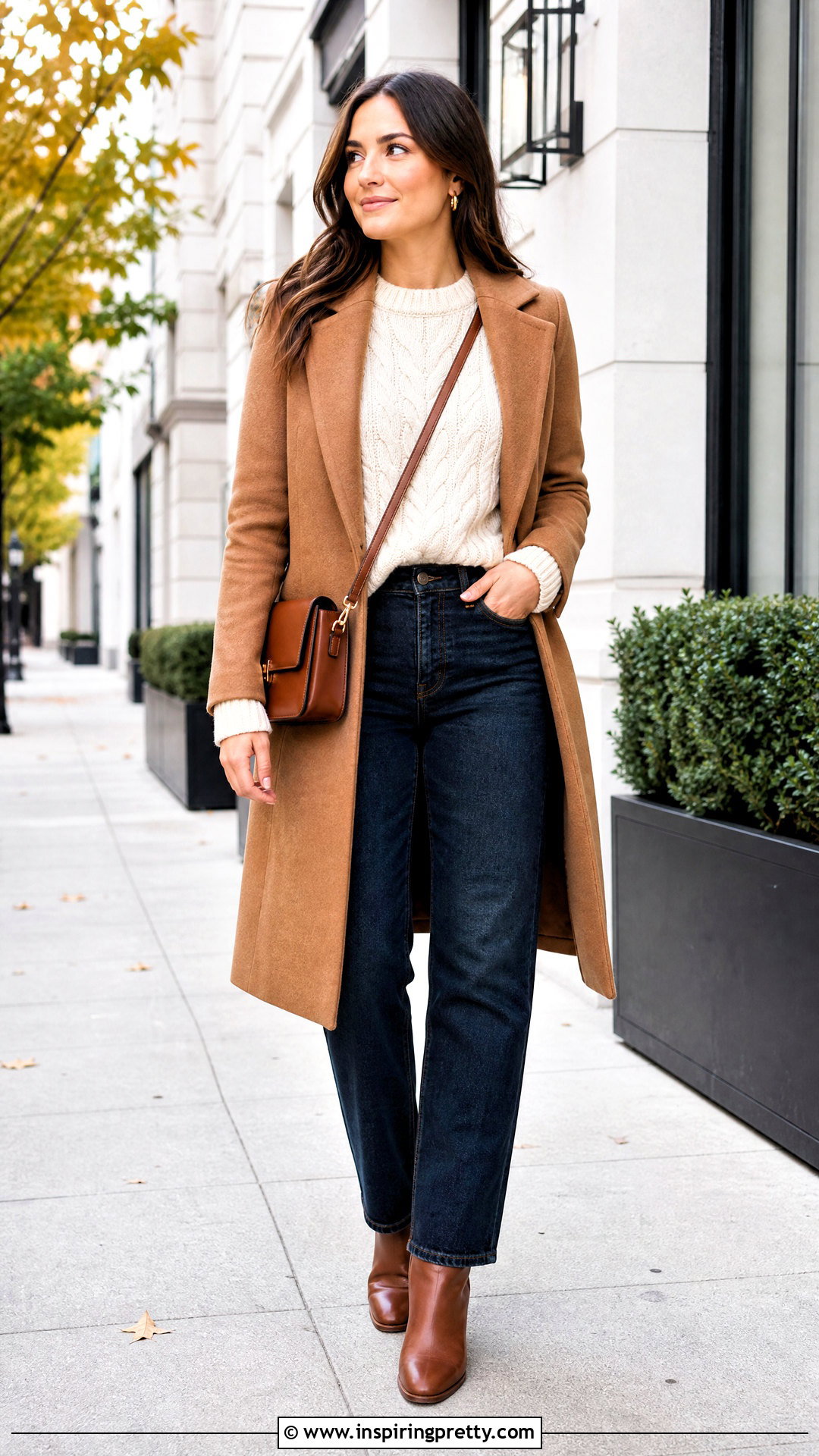 Cable Knit Sweater With Straight Leg Jeans - 50 winter tops for women
