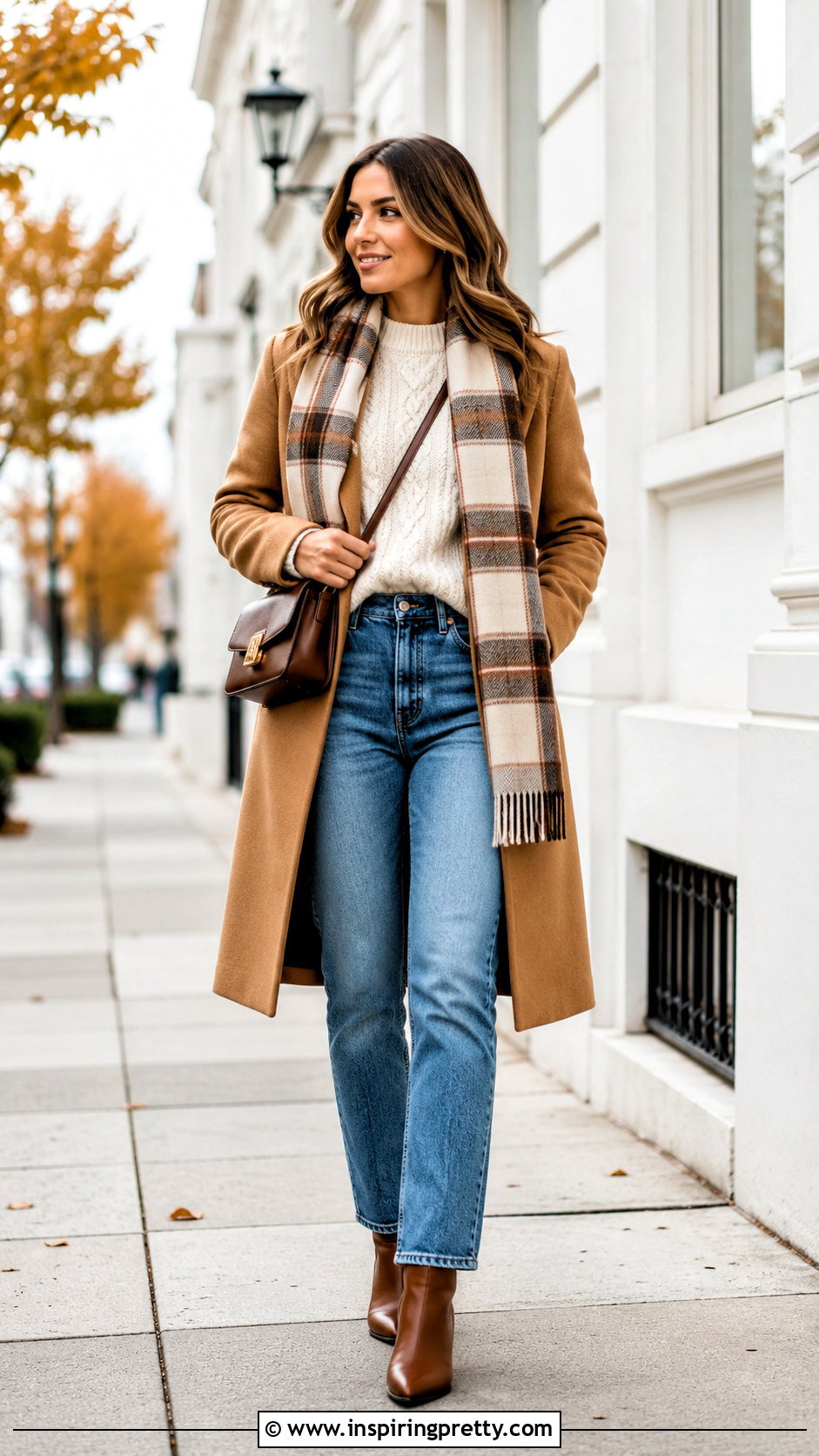 Cable Knit Sweater With Straight Leg Jeans - 50 cute winter tops outfit ideas