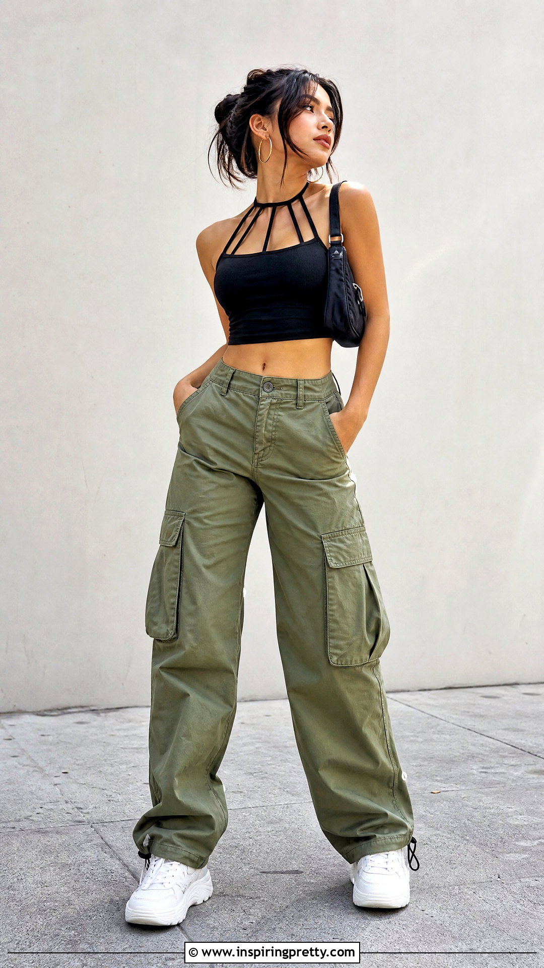 Caged Crop Top With Cargo Pants - 20 Caged Crop Top outfit ideas