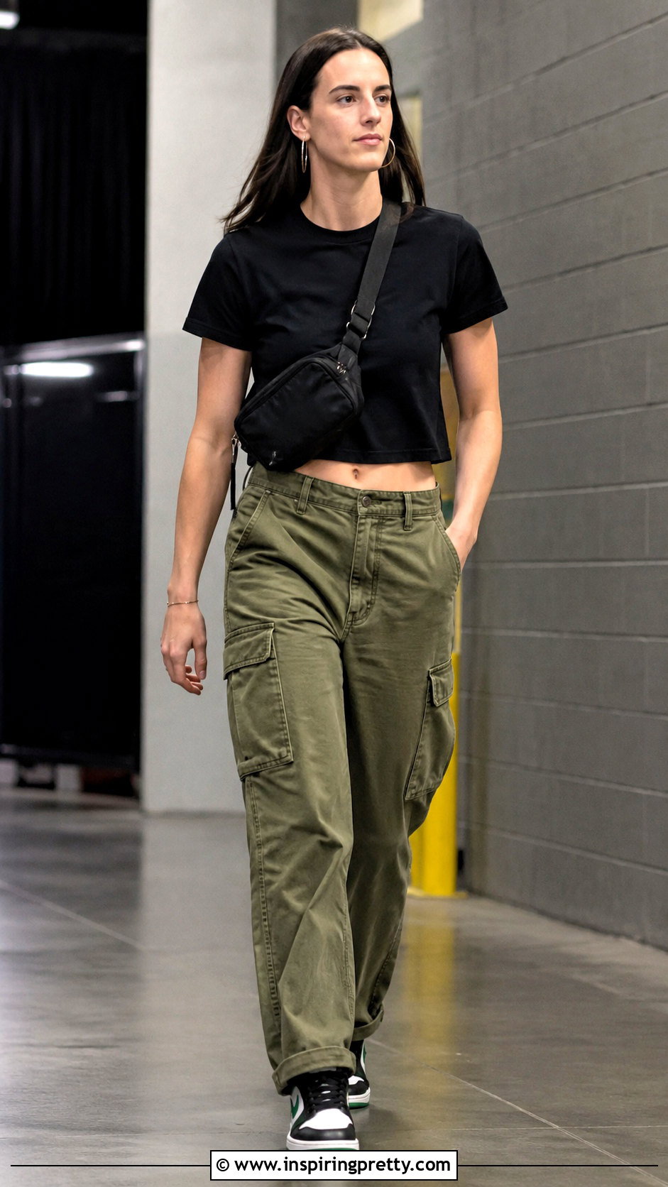 Caitlin Clark Black Crop Top And Cargo Pants - 20 caitlin clark crop top outfit ideas