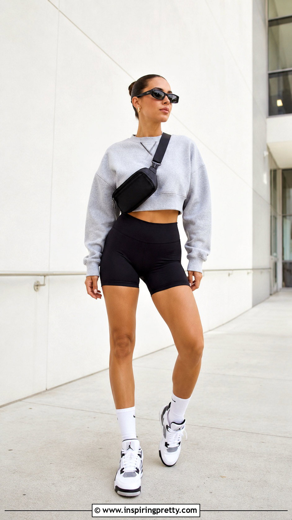 Caitlin Clark Cropped Sweatshirt And Biker Shorts - 20 caitlin clark crop top outfit ideas