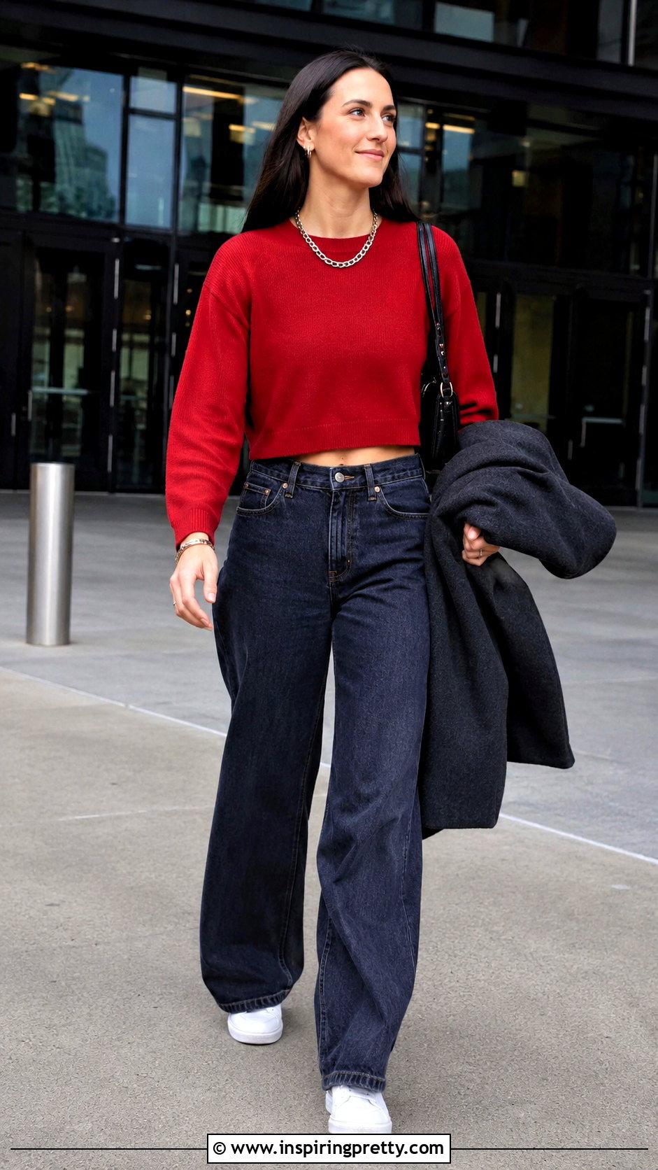 Caitlin Clark Red Crop Sweater And Dark Jeans - 20 caitlin clark crop top outfit ideas