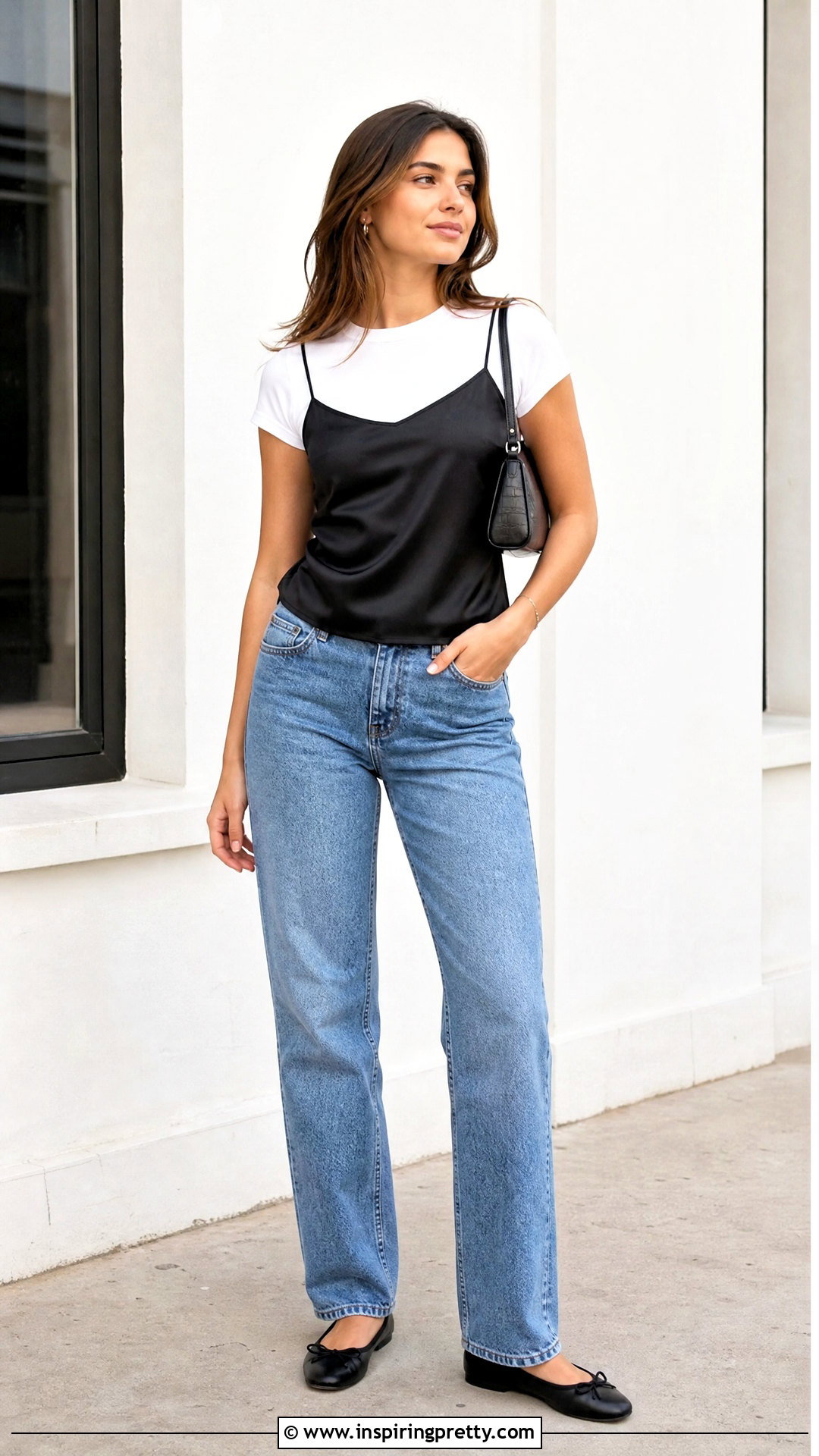 Cami Top Over A White T Shirt - 50 cami top outfit ideas