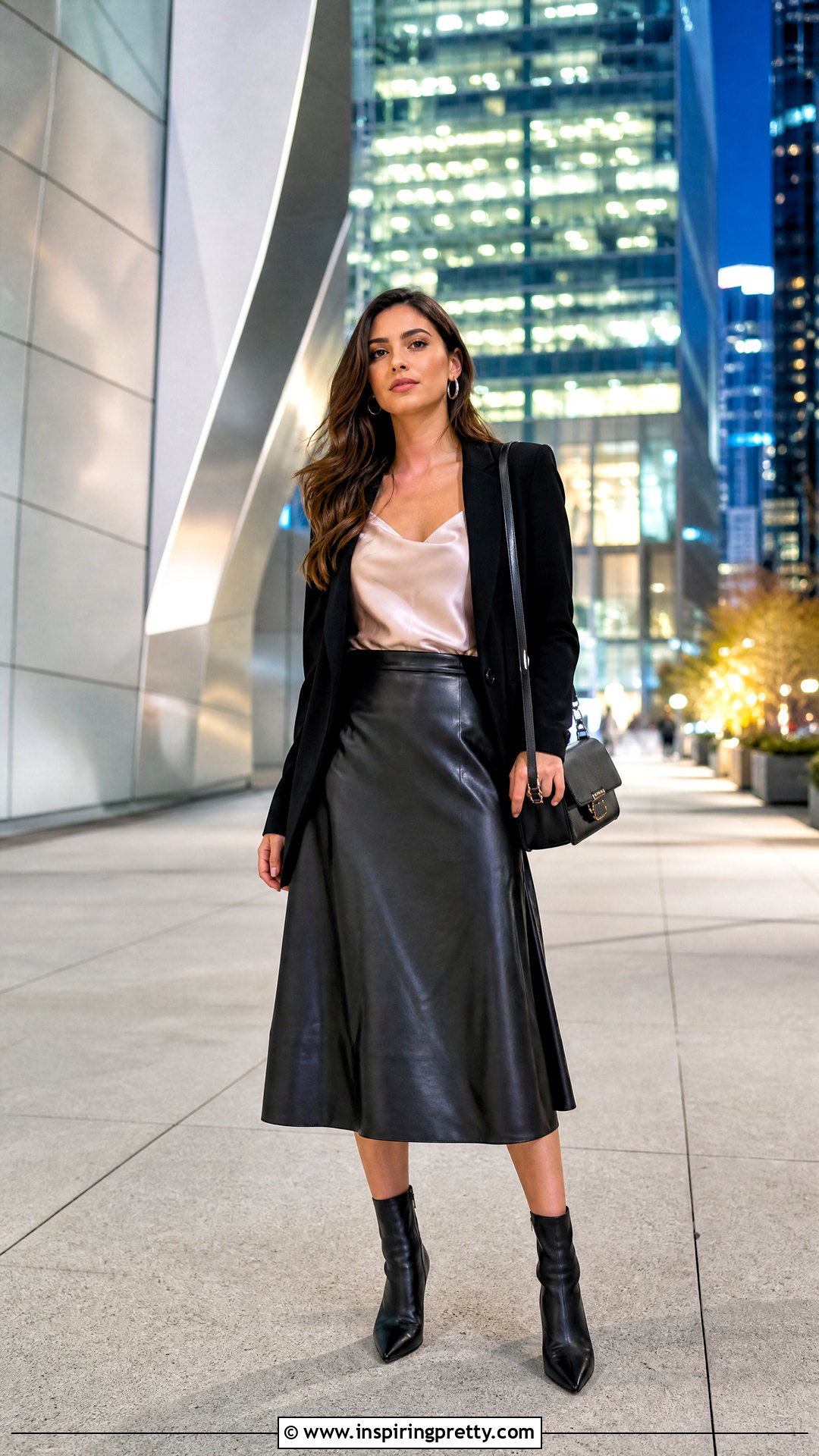 Cami Top With Faux Leather Skirt - 50 cami top outfit ideas