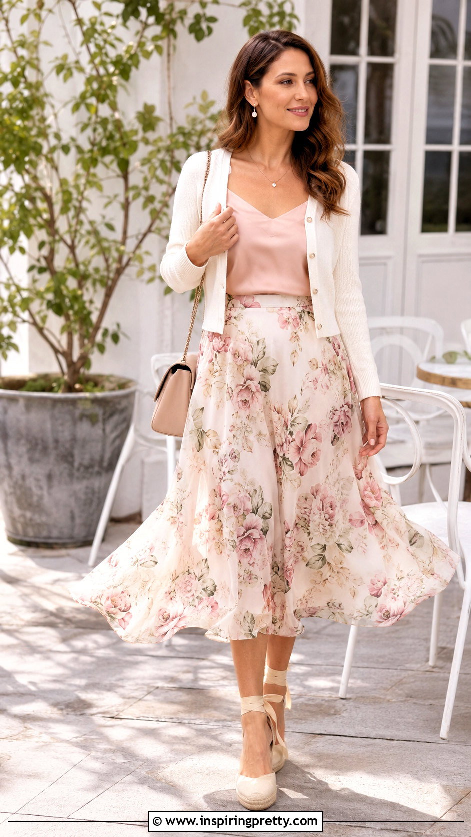 Cami Top With Midi Skirt For Brunch - 50 cami tops outfit ideas