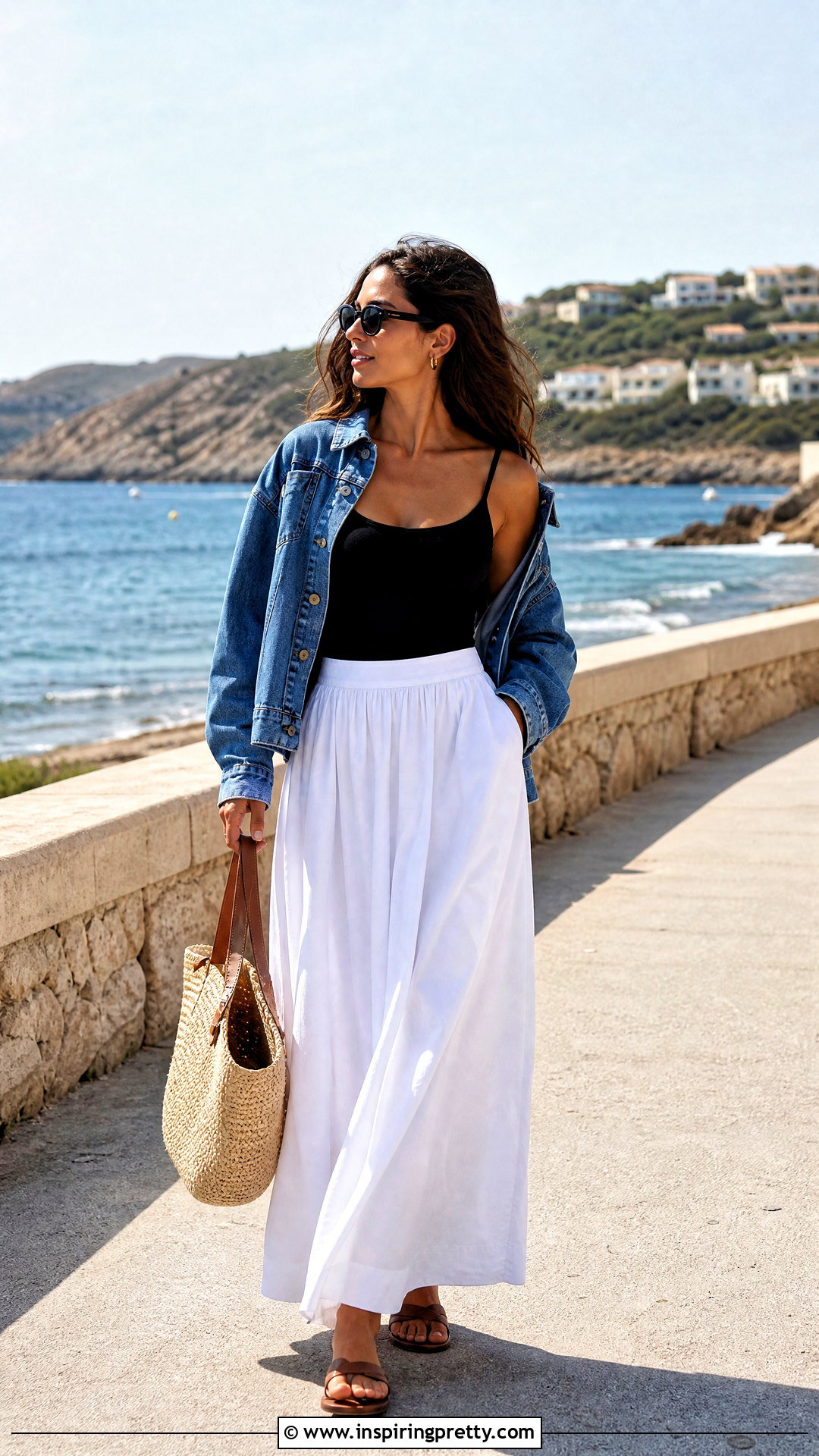 Cami Top With White Maxi Skirt - 50 cami top outfit ideas