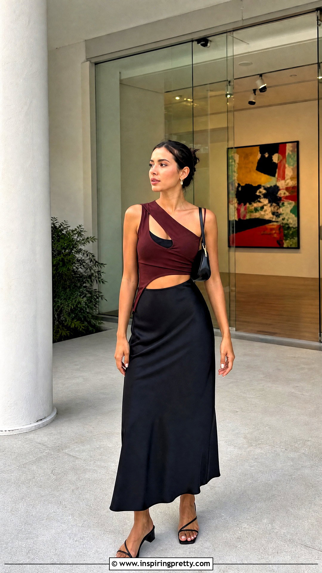 Cami Under Cutout Crop Top With Midi Skirt - 25 cami under crop top outfit ideas
