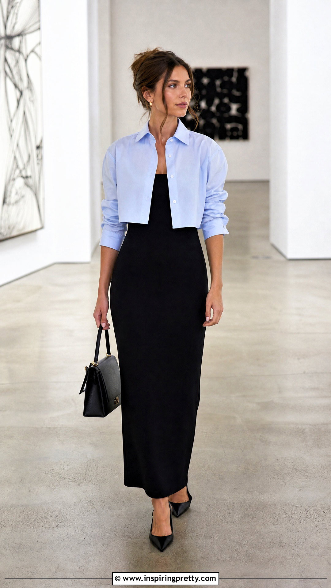 Camisa Crop Top With A Column Dress - 50 camisa crop top outfit ideas