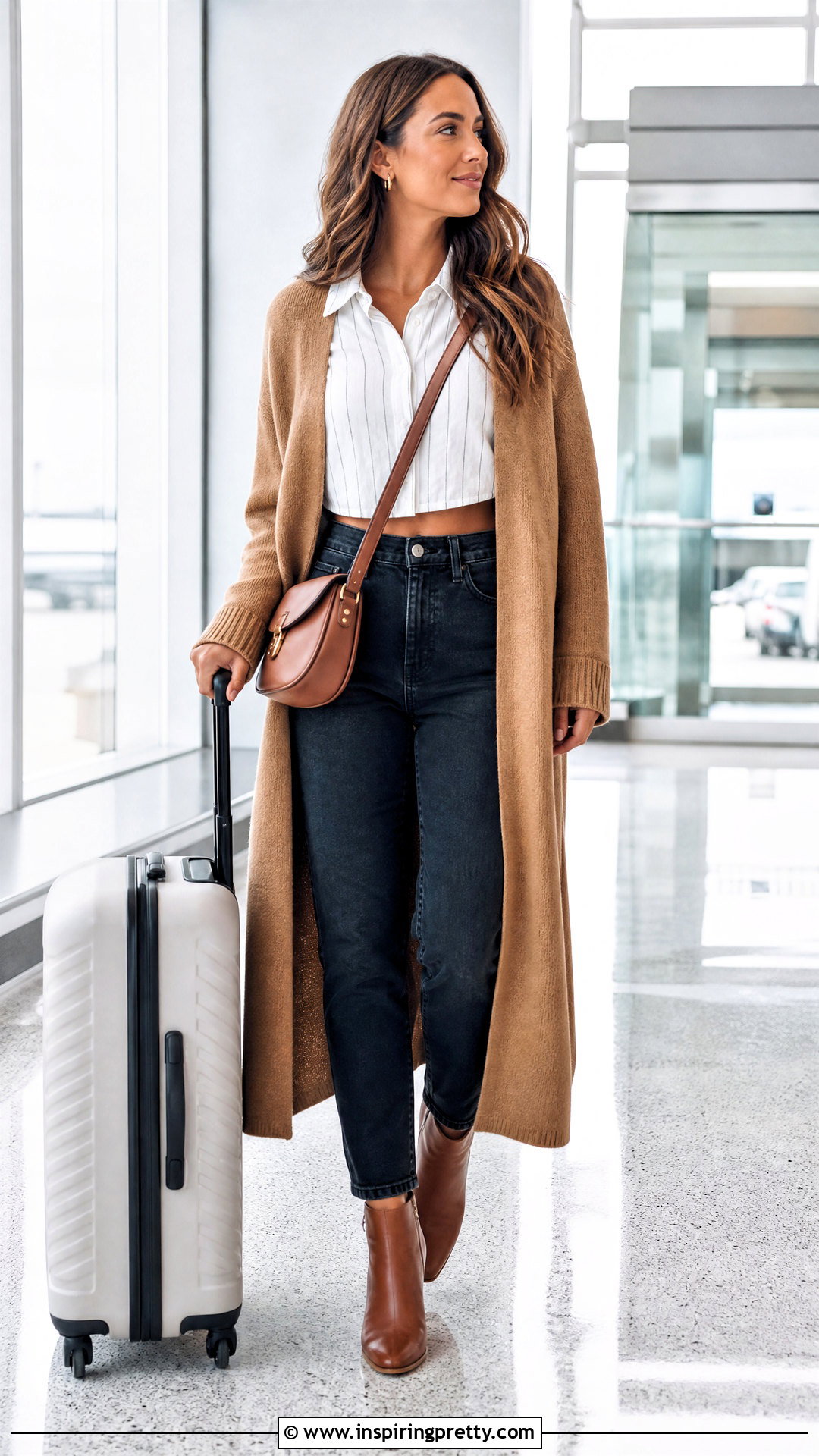 Camisa Crop Top With A Long Cardigan - 50 camisa crop top outfit ideas