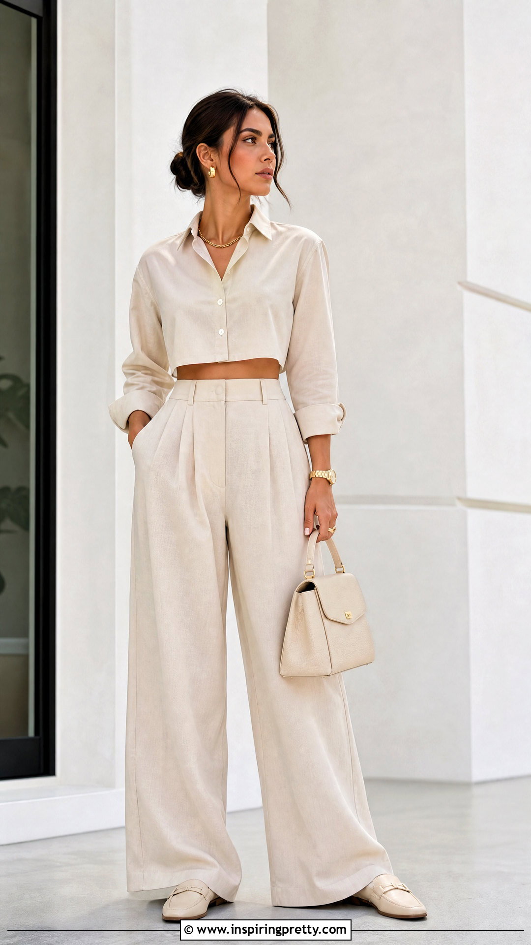 Camisa Crop Top With A Monochrome Outfit - 50 camisa crop top outfit ideas