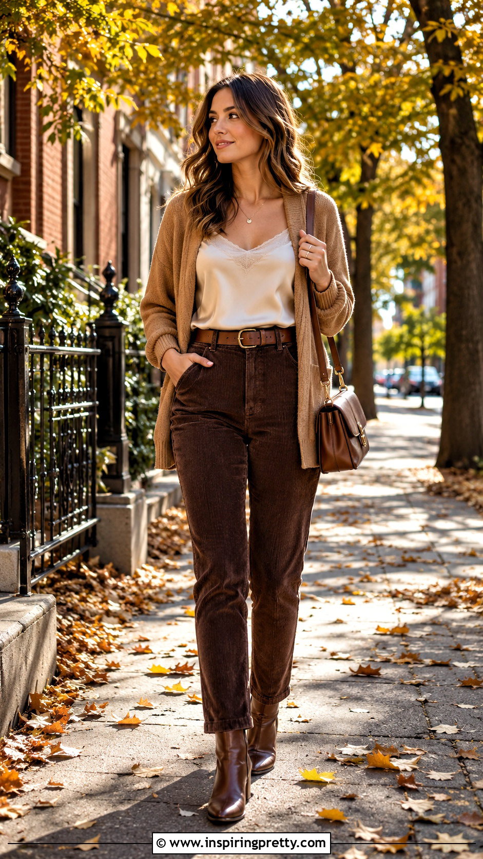 Camisole Top With Corduroy Pants - 50 camisole top outfit ideas