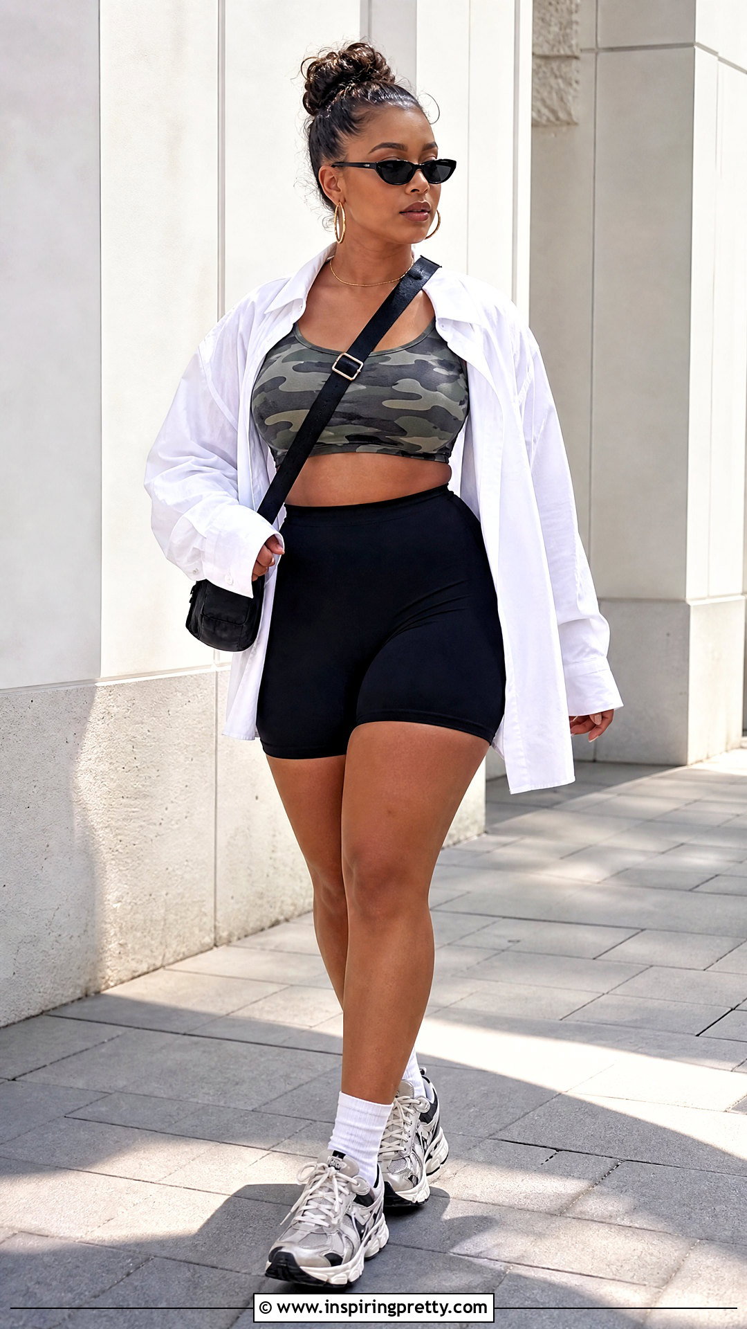 Camo Crop Top With Biker Shorts And Oversized Shirt - 20 camo crop top fashion ideas