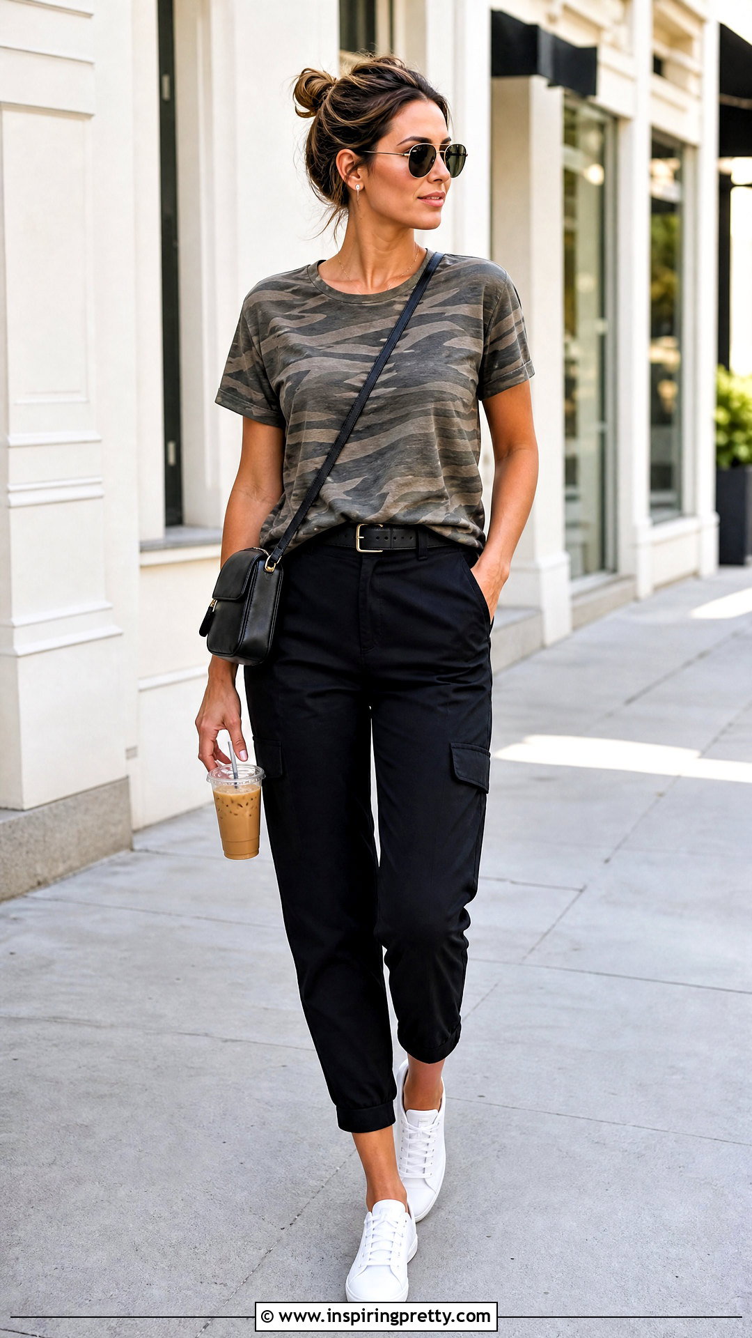 Camo Print Relaxed Top With Cropped Utility Pants - 20 camo print casual top outfit ideas