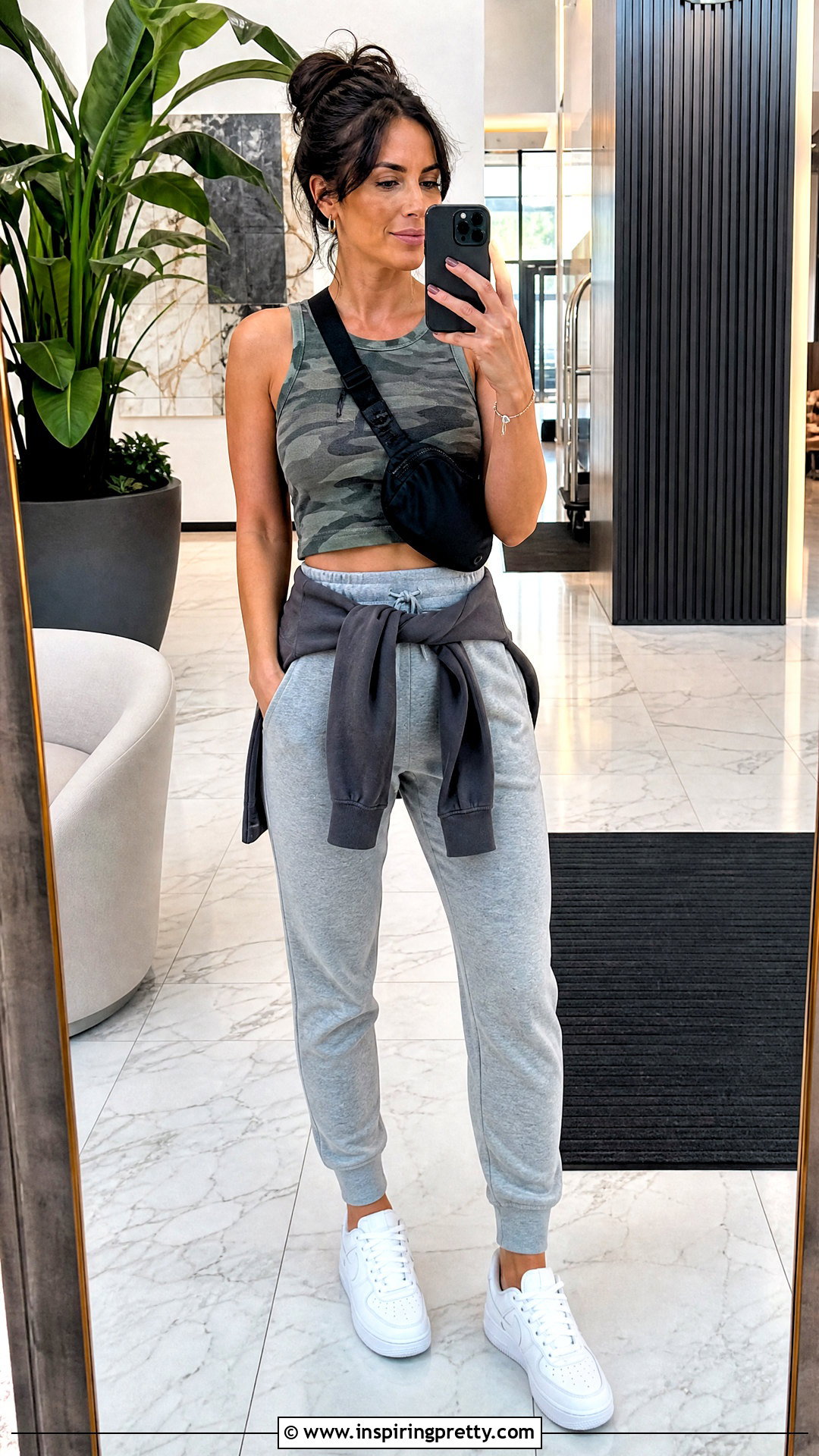 Camo Tank Top With Gray Sweatpants - 20 camo tank top fashion outfits