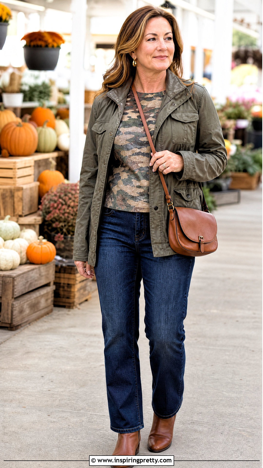 Camo Thermal Top With Dark Wash Jeans - 20 casual camo top outfit ideas