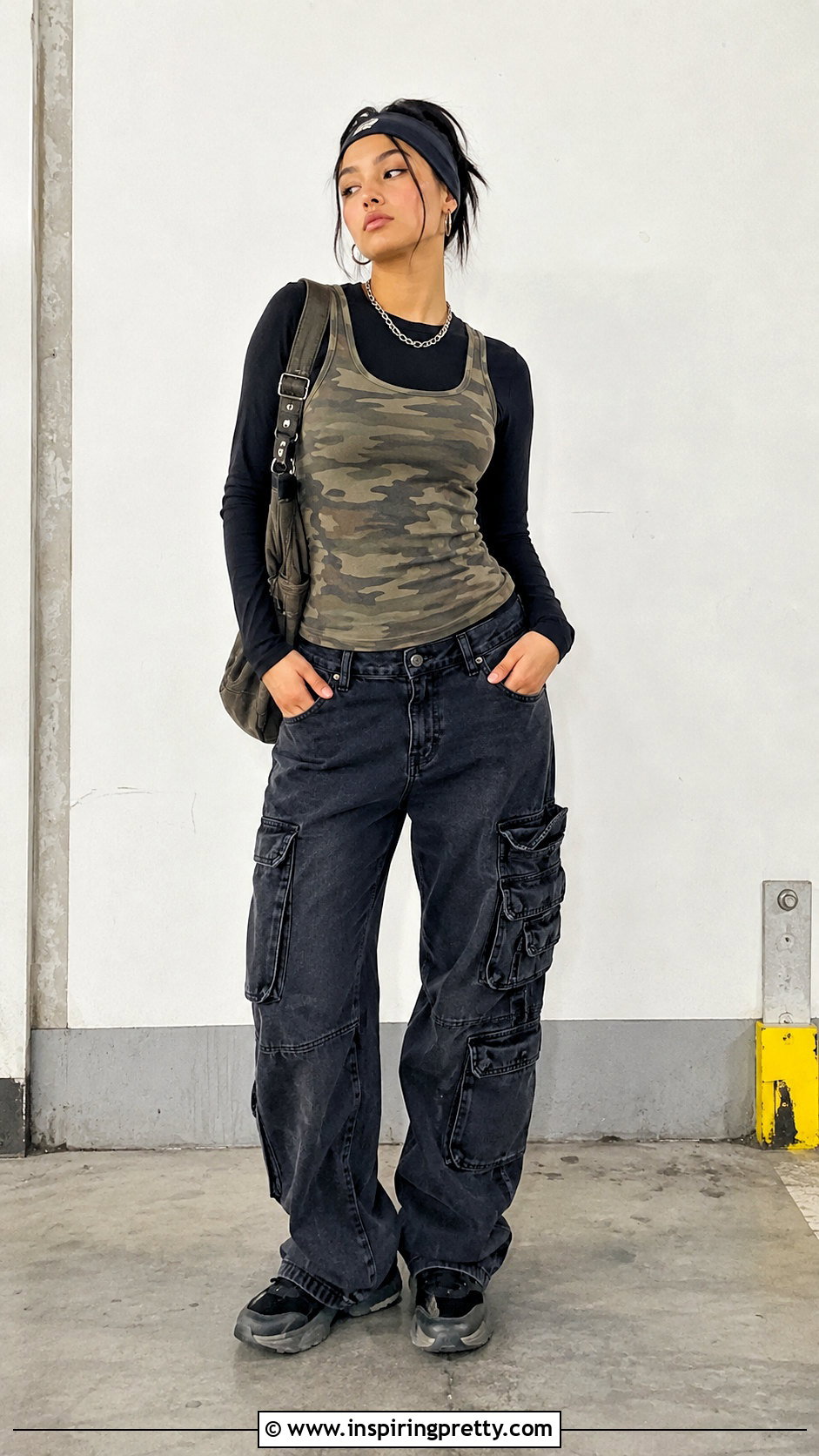 Camouflage Tank Top Over Black Shirt s Outfit - 20 Tank Top Over Shirt 2000S