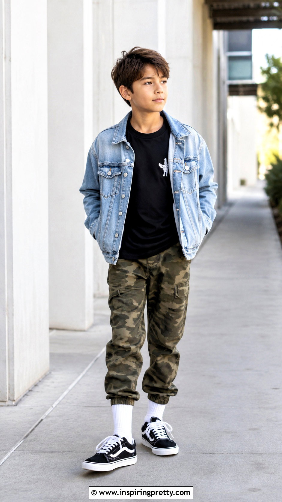 Camouflage Trousers And Black T Shirt Outfit - 50 trouser and top for kids