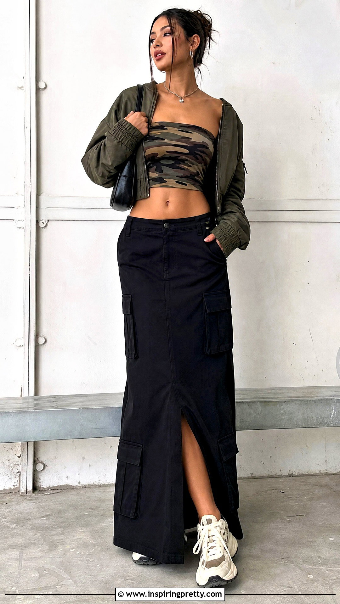 Camouflage Tube Top With Cargo Maxi Skirt - 25 Camouflage Tube Top outfit ideas
