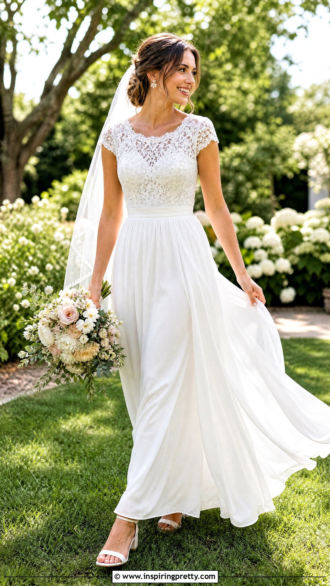 Cap Sleeve Bridal Top With Chiffon Skirt - 20 bridal top separates