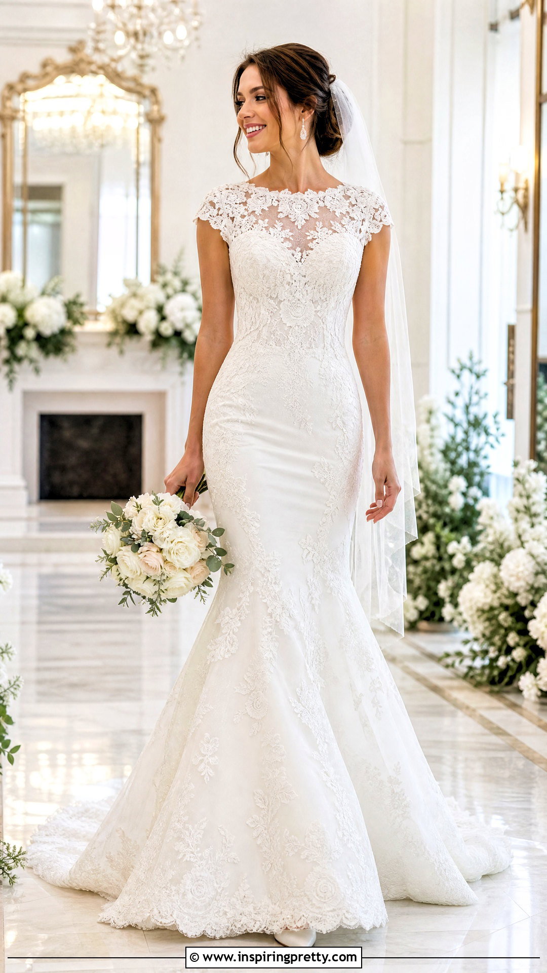 Cap Sleeve Bridal Top With Mermaid Skirt - 25 bridal skirts and tops outfit ideas