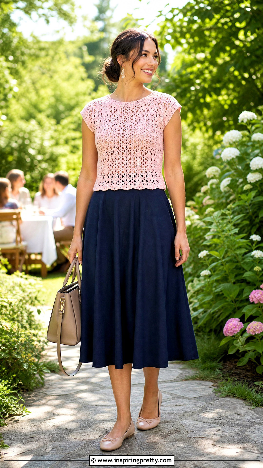 Cap Sleeve Crochet Top With A Line Skirt - 50 tops tejidos a crochet