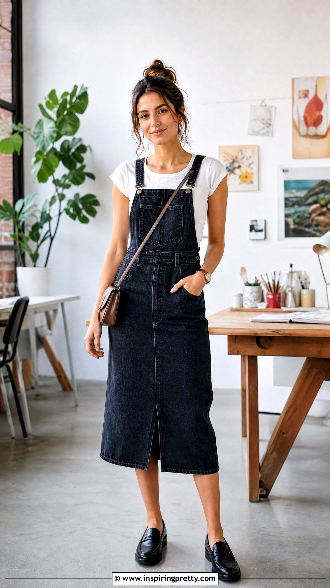 Cap Sleeve Top With Overall Dress - 50 cap sleeve top outfit ideas