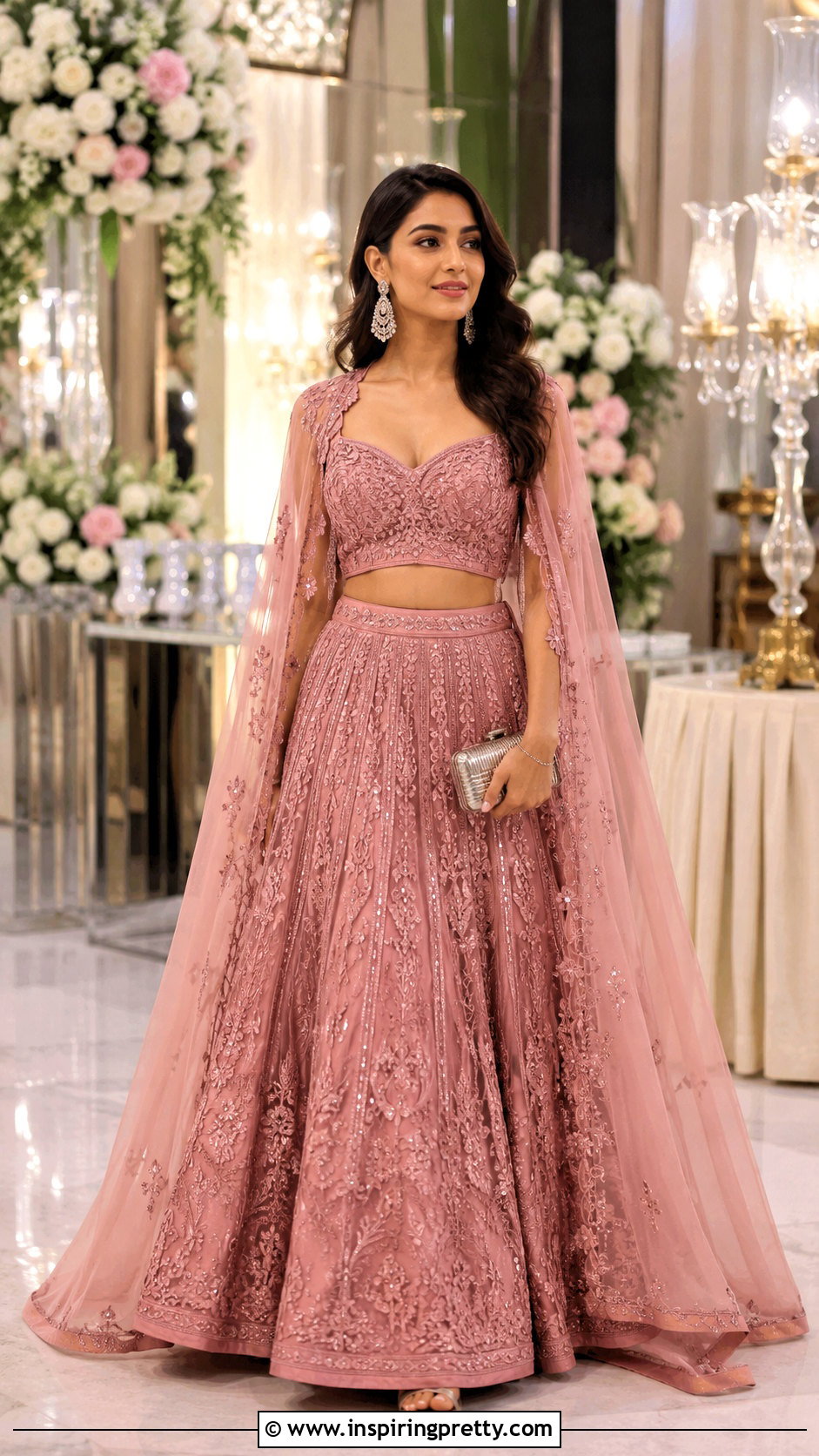 Cape Crop Top And Lehenga Skirt For Reception - 20 skirt crop top outfit indian weddings