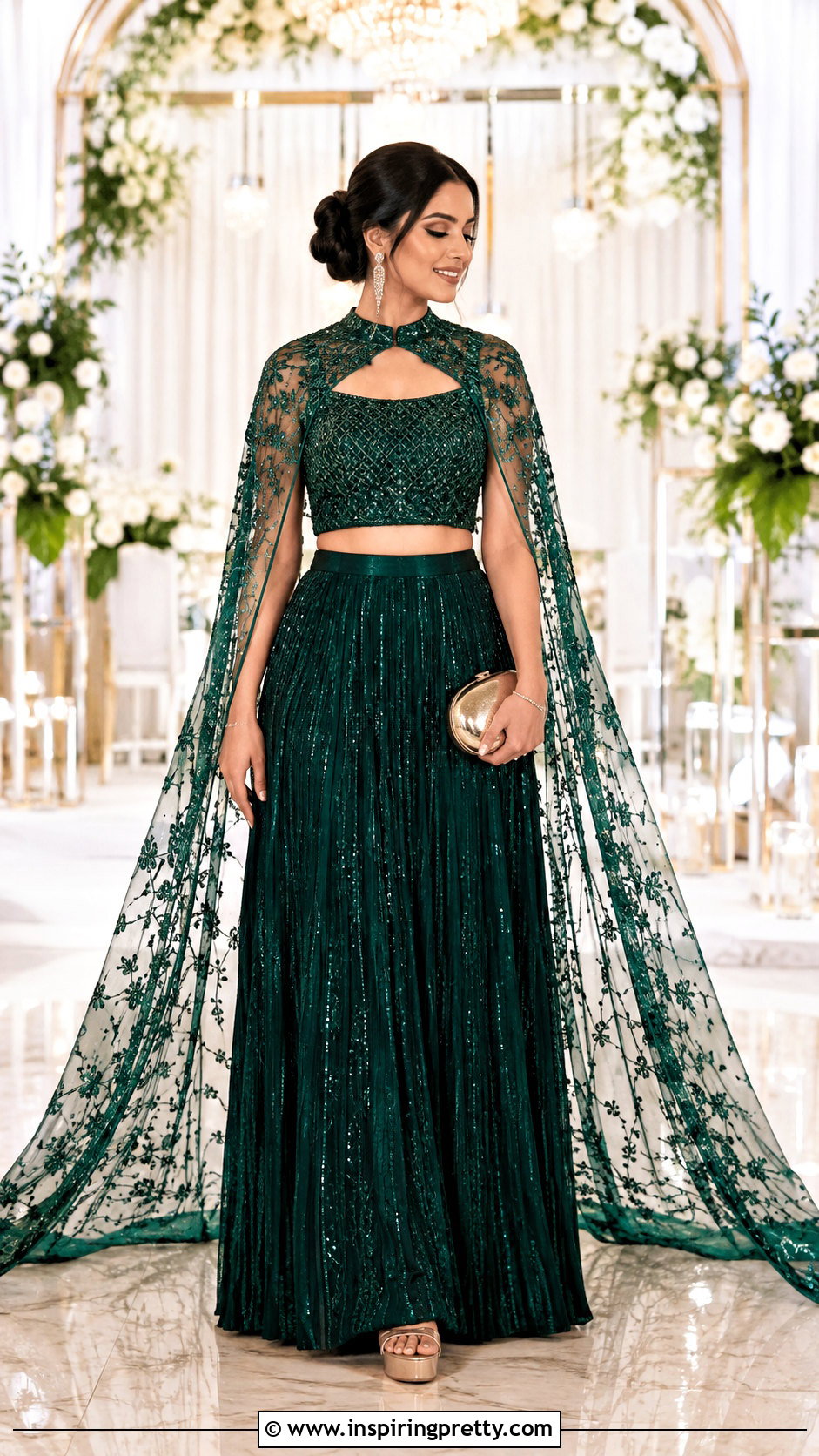 Cape Crop Top And Skirt For Wedding Reception - 50 skirt and crop top indian weddings