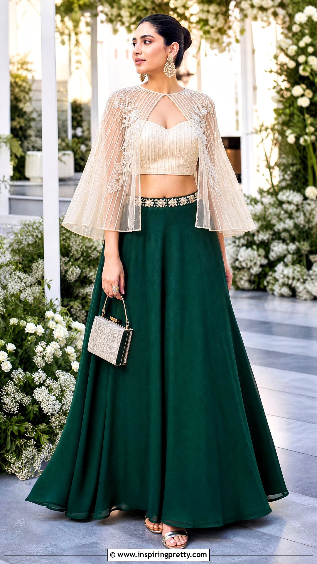 Cape Crop Top Blouse With Lehenga - 50 latest crop top blouse designs