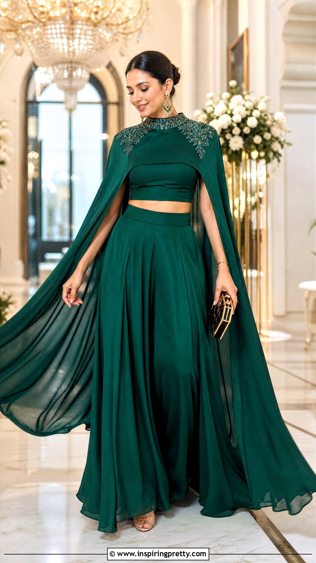 Cape Crop Top With Palazzo Pants - 50 short top with plazo outfit ideas