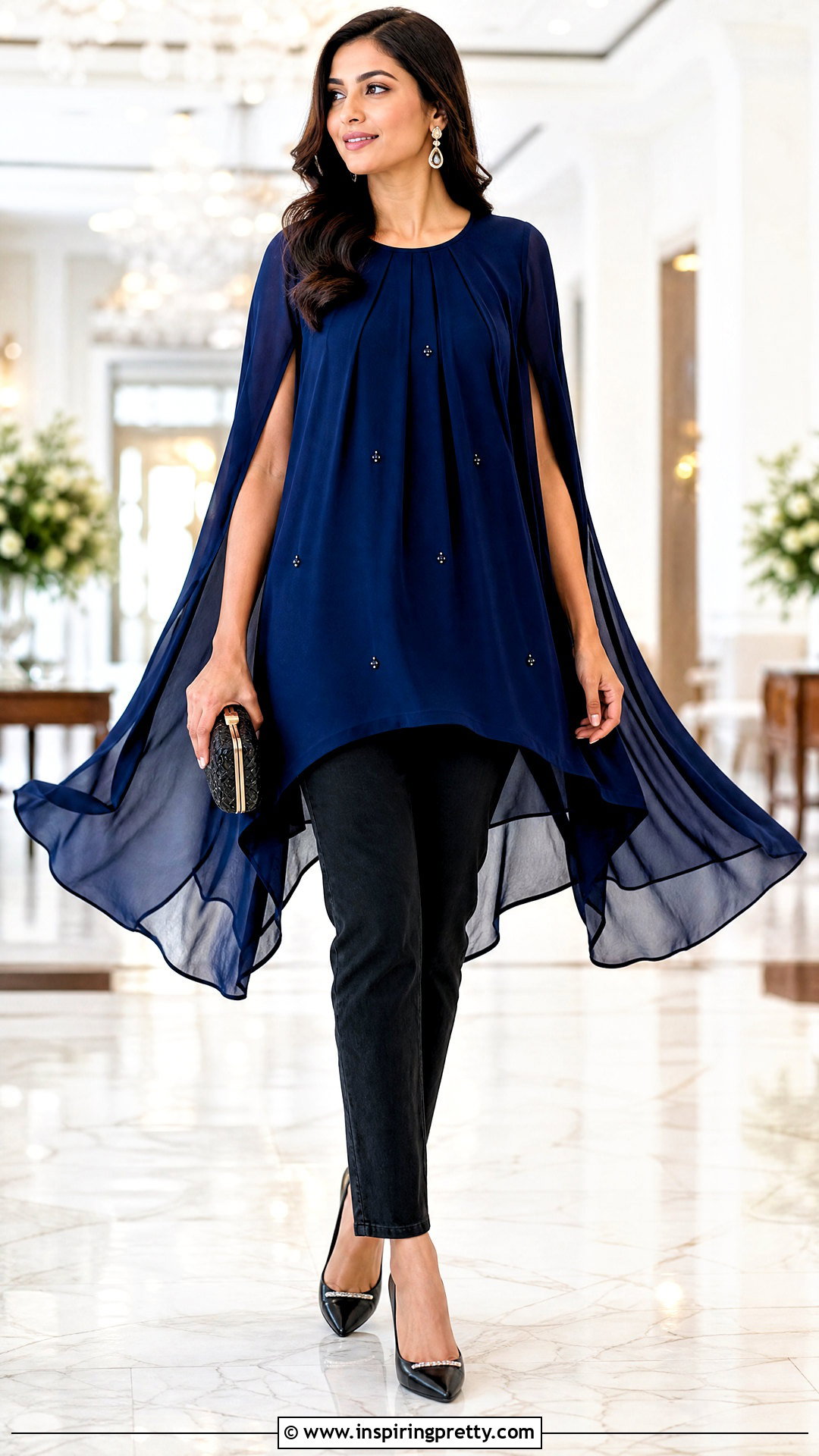 Cape Kurti With Skinny Jeans - 50 kurti tops for jeans