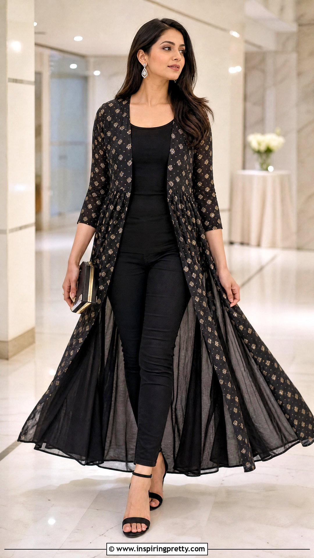 Cape Kurti With Slim Jeans - 50 jeans tops indian style for women