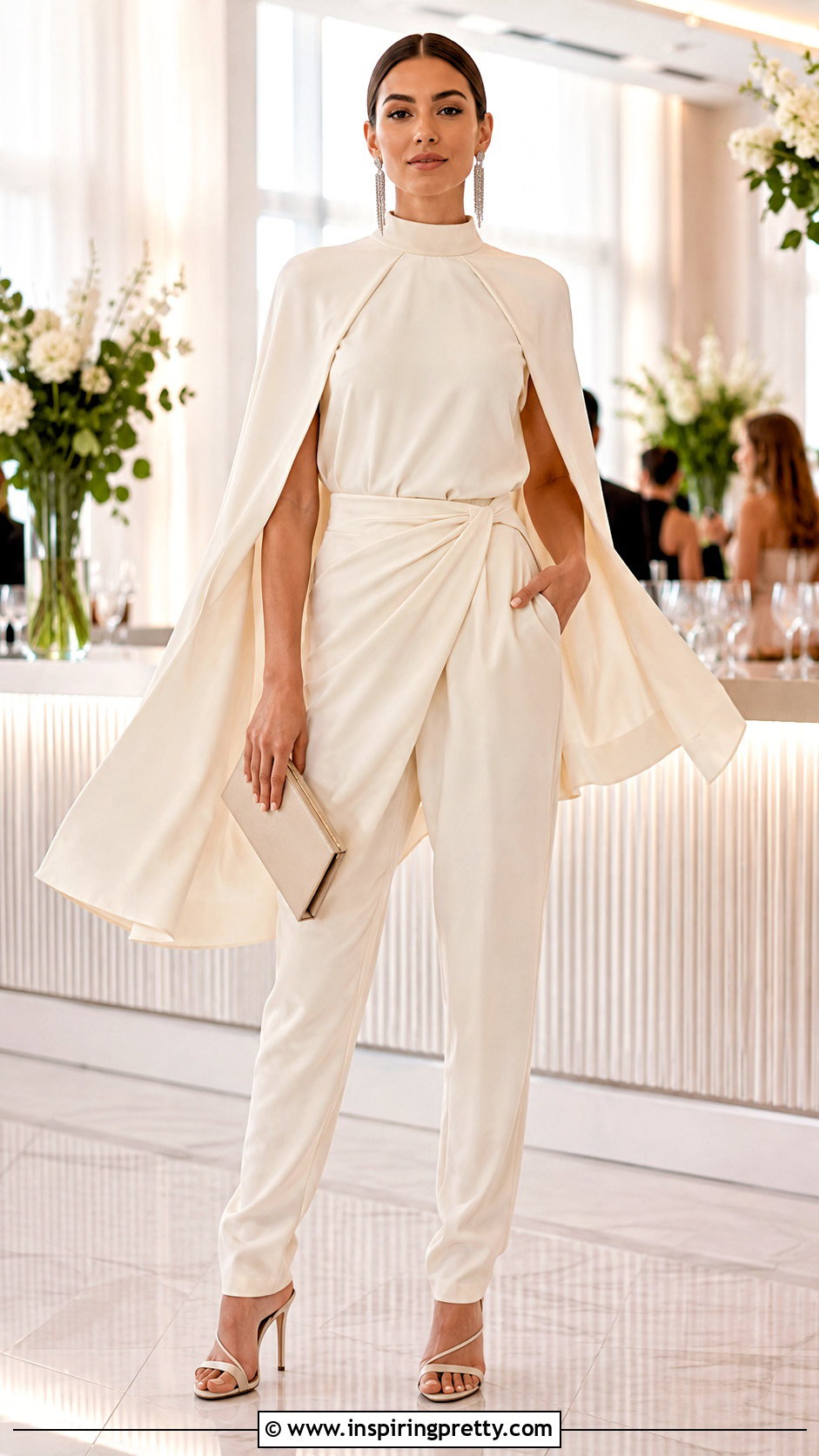Cape Neck Top With Draped Pants - 50 top neck designs