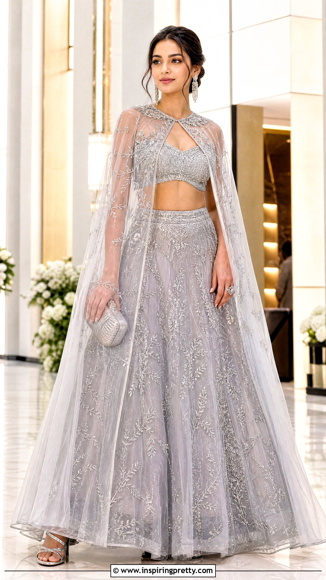 Cape Organza Crop Top Lehenga Outfit - 50 organza crop top lehenga outfit ideas