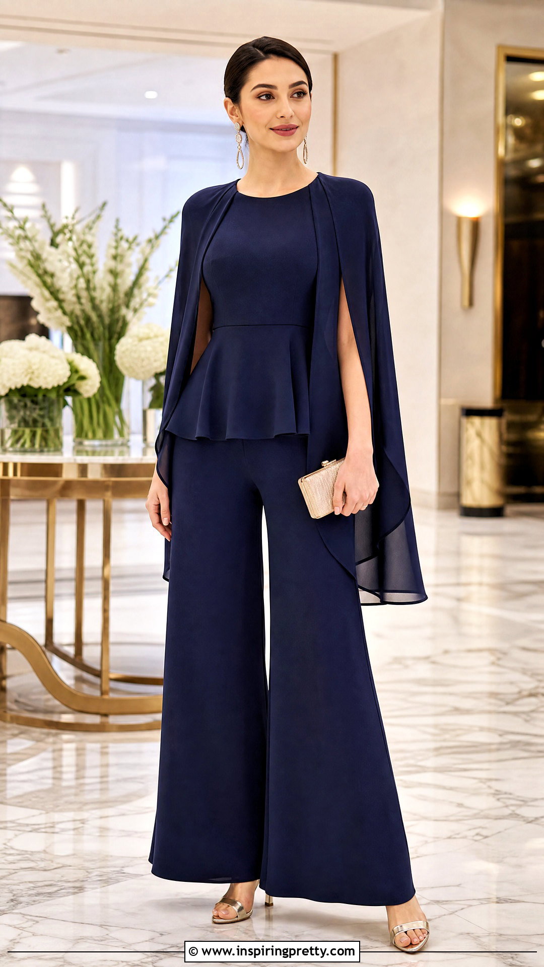 Cape Peplum Top With Palazzo Pants - 50 peplum top with plazo outfit ideas