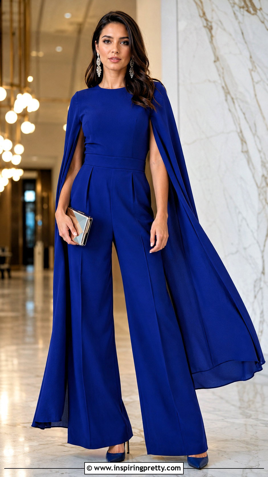 Cape Sleeve Black Tie Top With Wide Leg Trousers - 25 black tie tops for women