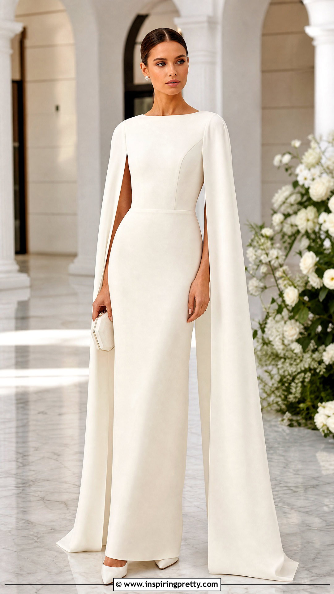 Cape Sleeve Bridal Bodysuit With Straight Skirt - 20 Bridal Bodysuit Top outfit ideas