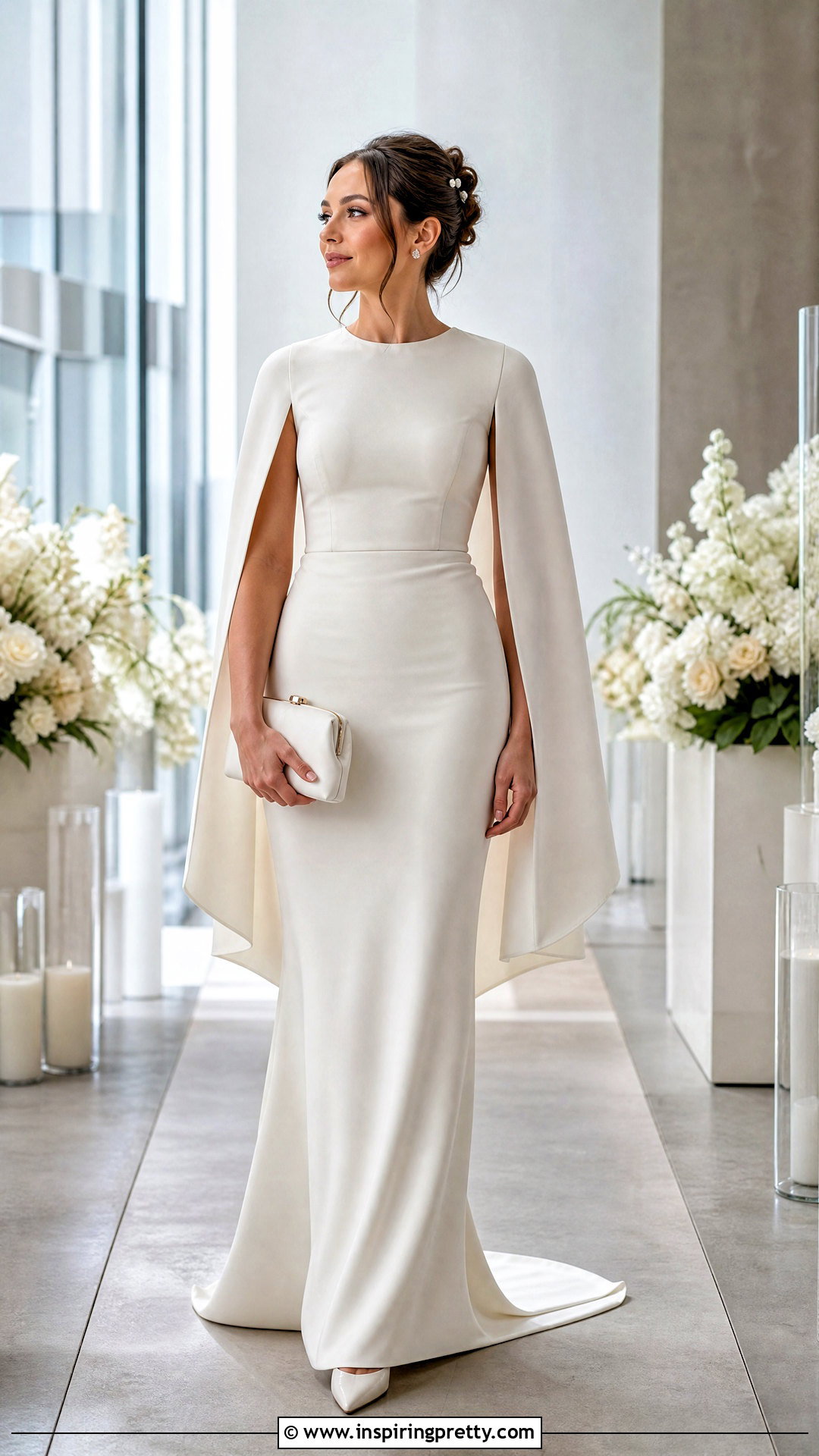 Cape Sleeve Bridal Top With Fitted Skirt - 20 bride skirt and top outfit ideas