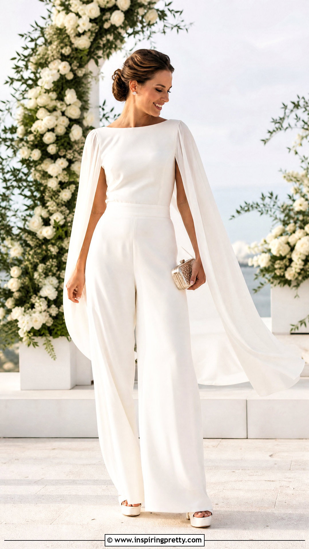 Cape Sleeve Bridal Top With Wide Leg Pants - 20 bridal tops separates