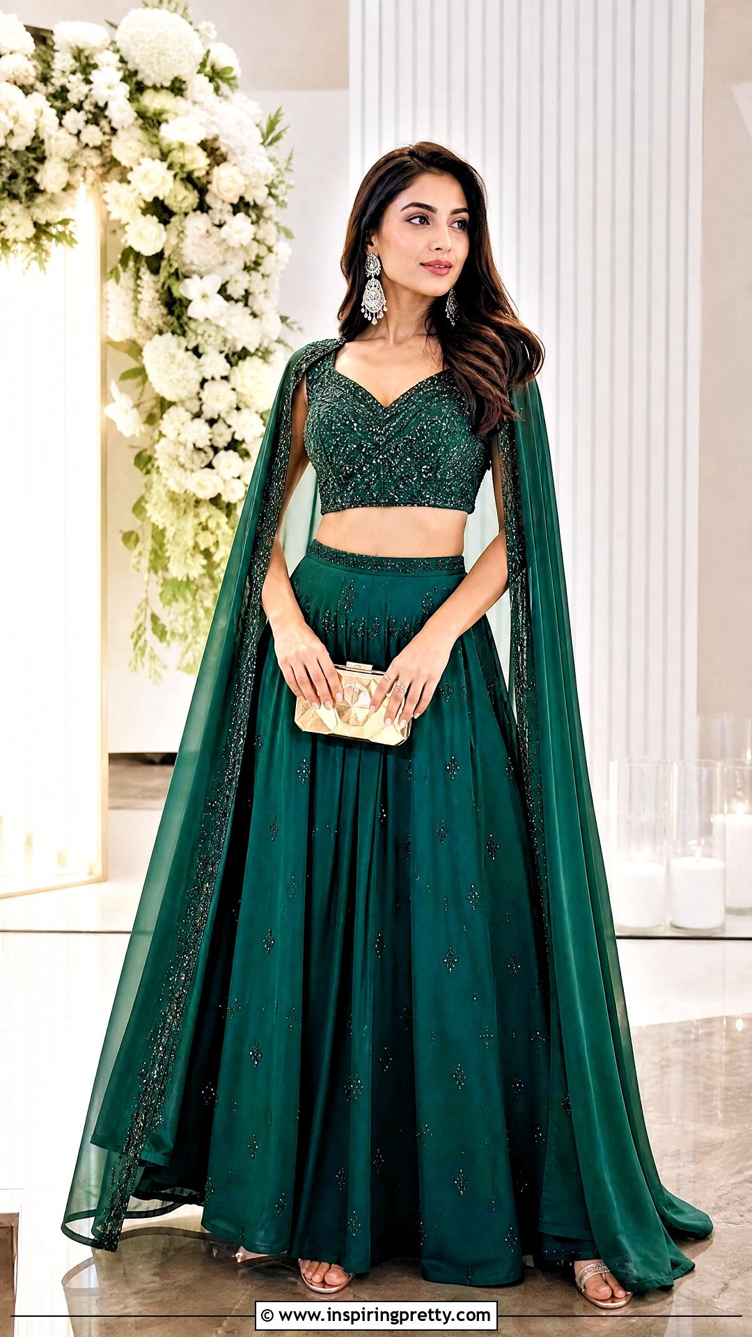 Cape Sleeve Crop Top Lehenga - 25 crop top lehenga new models