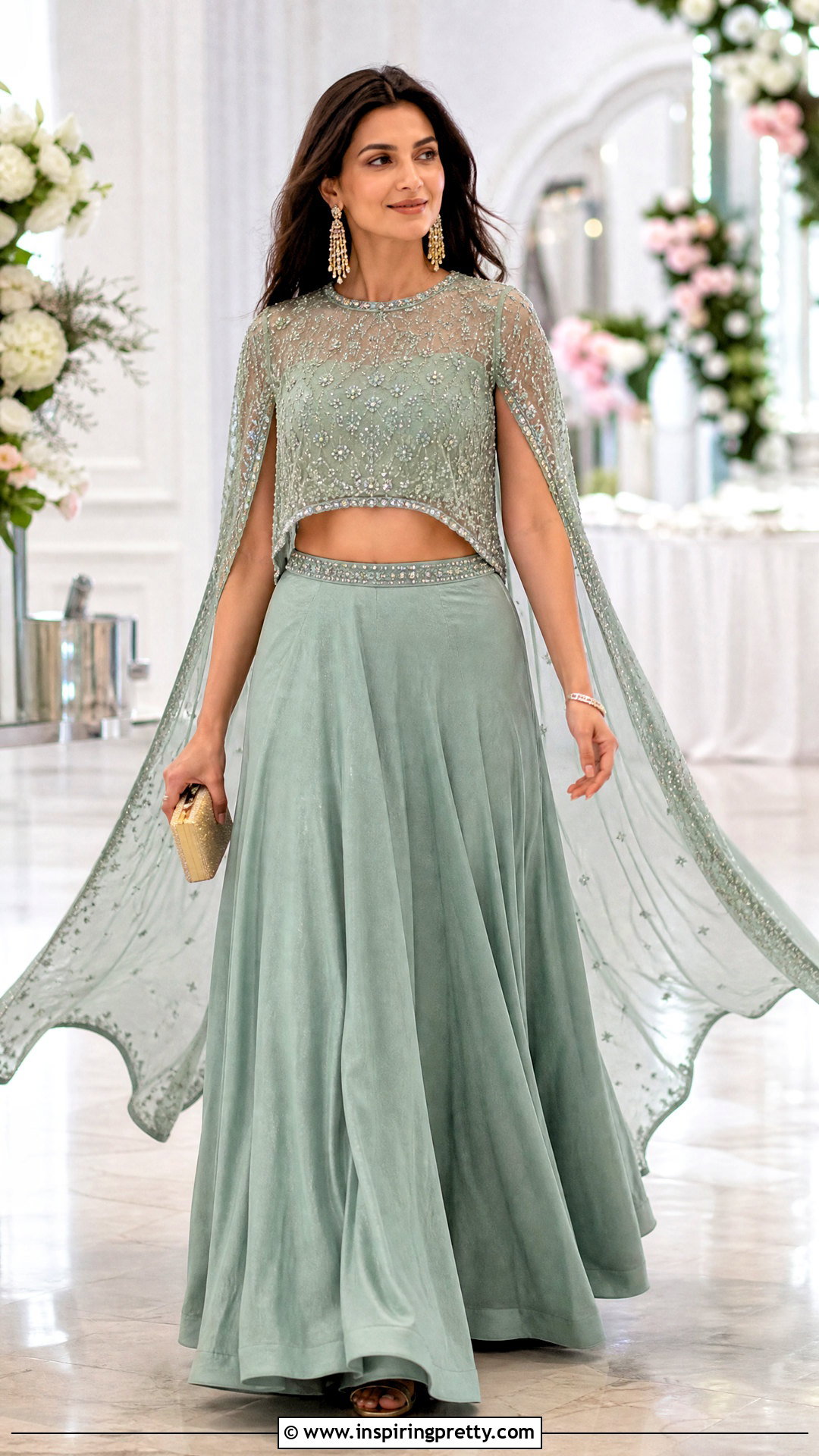 Cape Sleeve Lehenga Top - 50 lehenga top design ideas
