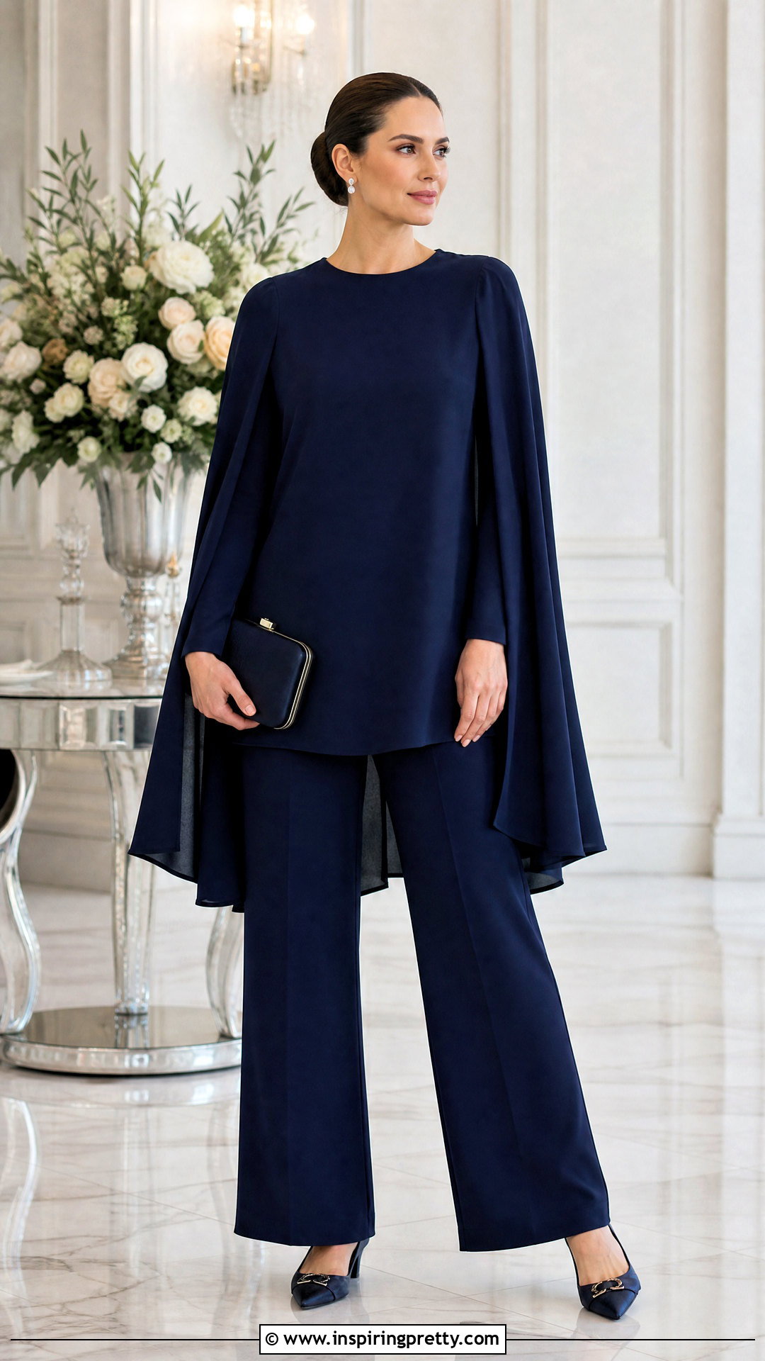 Cape Sleeve Modest Top With Wide Leg Pants - 50 modest tops for women