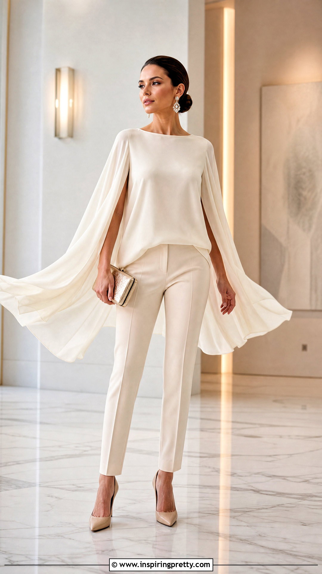 Cape Sleeve Top With Cigarette Pants - 25 Fancy Tops For Ladies