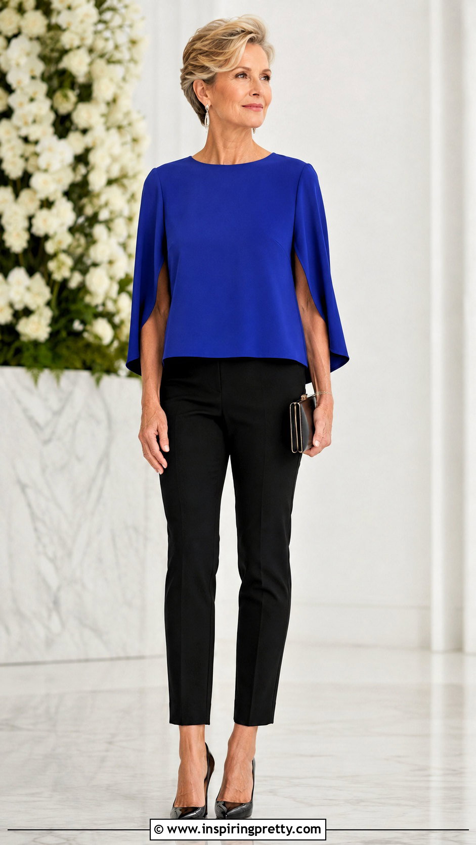 Cape Sleeve Top With Slim Fit Pants - 50 fancy top designs for women