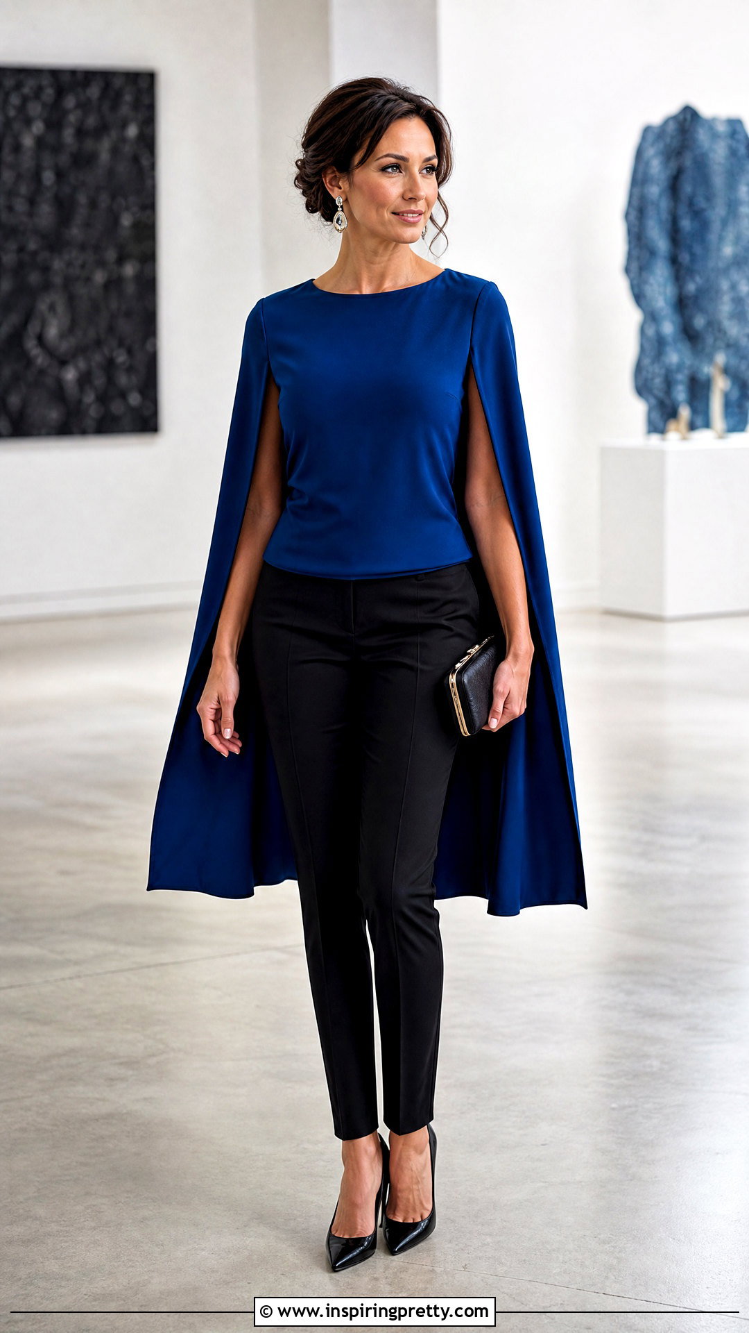 Cape Sleeve Top With Slim Trousers - 50 new top designs for women
